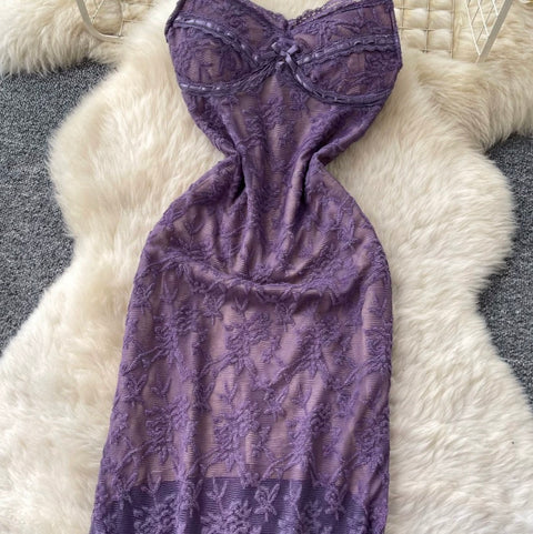 Sexy Embroidered Lace Slip Dress