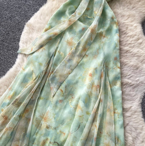 Bow-tie Floral Print Slip Dress