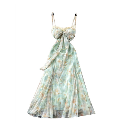 Bow-tie Floral Print Slip Dress