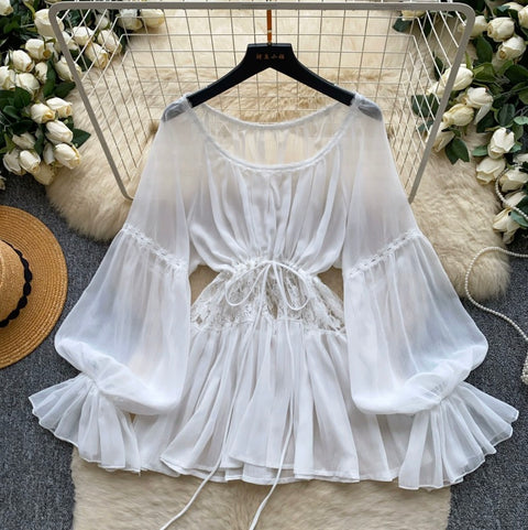 Fairy Lace Crochet Loose-fit Shirt
