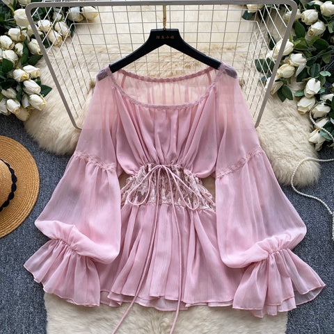 Fairy Lace Crochet Loose-fit Shirt