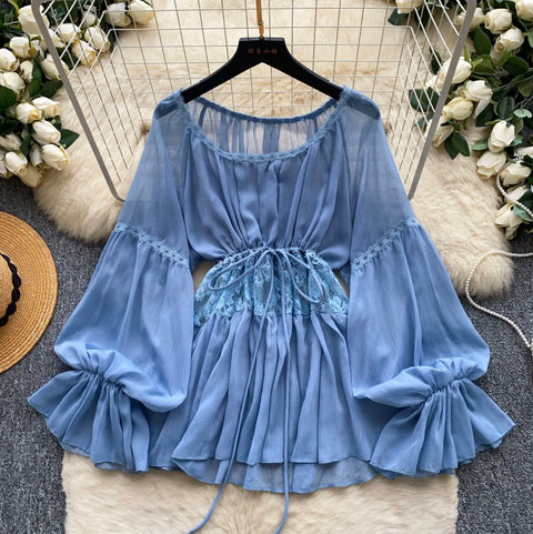Fairy Lace Crochet Loose-fit Shirt
