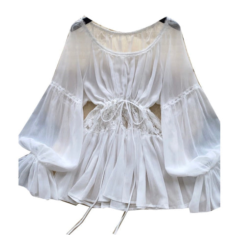 Fairy Lace Crochet Loose-fit Shirt