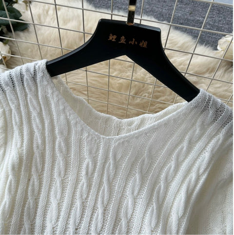 French Style Short Sleeve Knitted Dress
