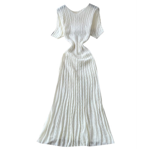 French Style Short Sleeve Knitted Dress