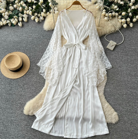 V-neck Lace Patchwork Dress