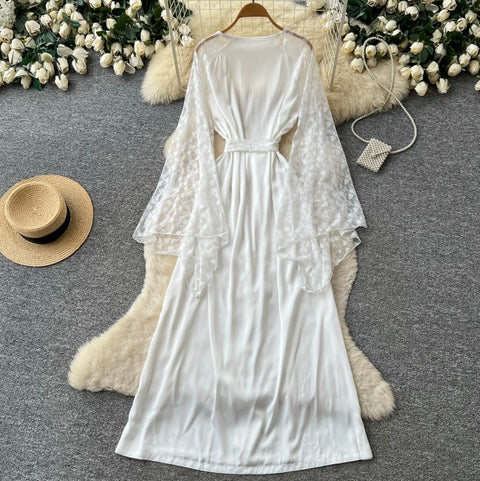 V-neck Lace Patchwork Dress