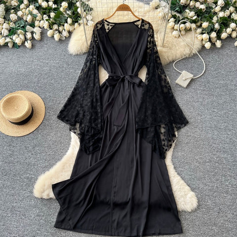 V-neck Lace Patchwork Dress