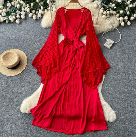 V-neck Lace Patchwork Dress