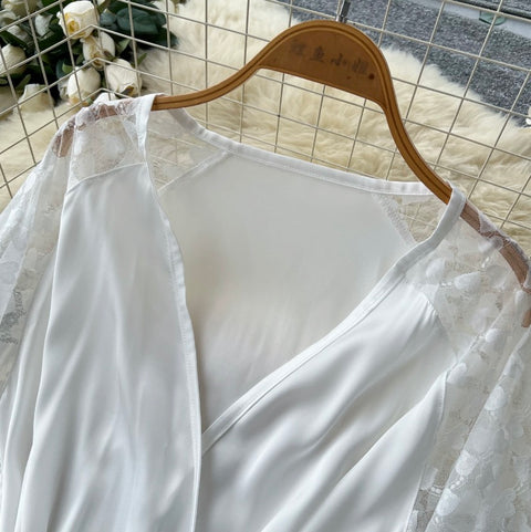 V-neck Lace Patchwork Dress