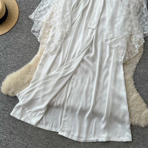 V-neck Lace Patchwork Dress
