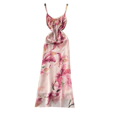 Floral Print Pleated Slip Dress