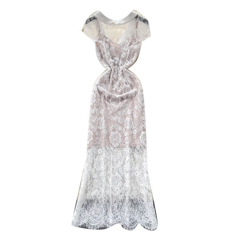 White Embroidered Lace Dress 2Pcs