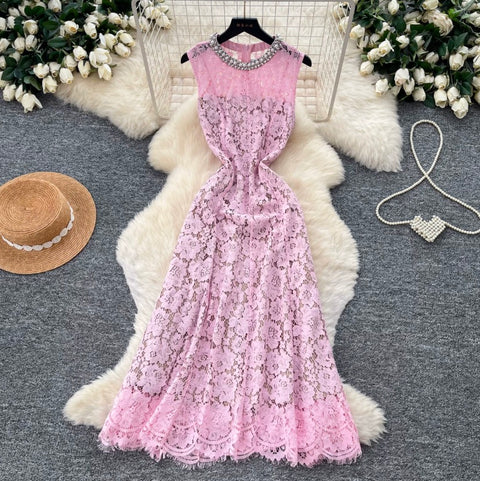 Sleeveless Water-soluble Lace Dress