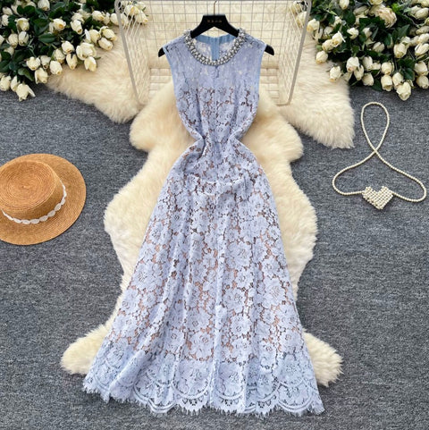 Sleeveless Water-soluble Lace Dress