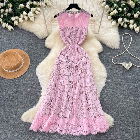 Sleeveless Water-soluble Lace Dress