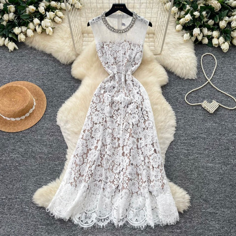 Sleeveless Water-soluble Lace Dress