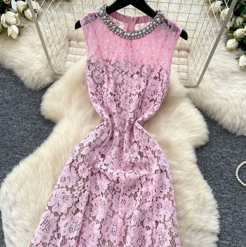 Sleeveless Water-soluble Lace Dress