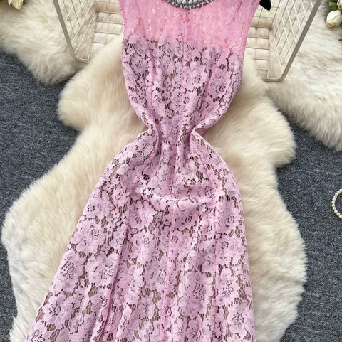 Sleeveless Water-soluble Lace Dress