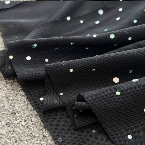 Rhinestone Studded Black Slip Dress