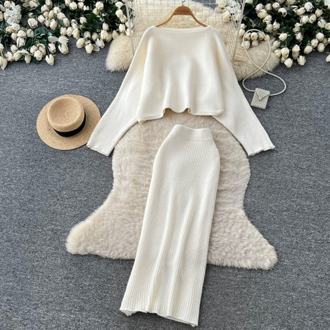 Loose-fit Knitwear & Skirt 2Pcs