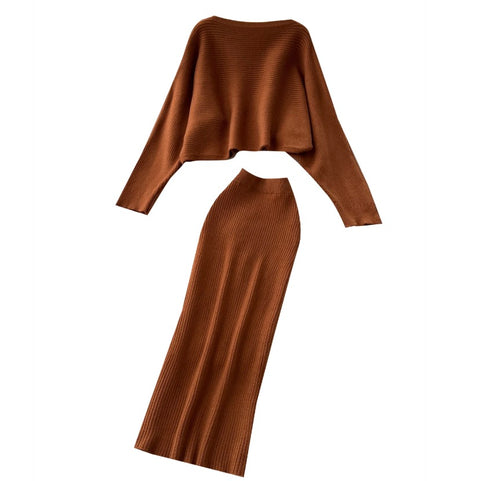 Loose-fit Knitwear & Skirt 2Pcs