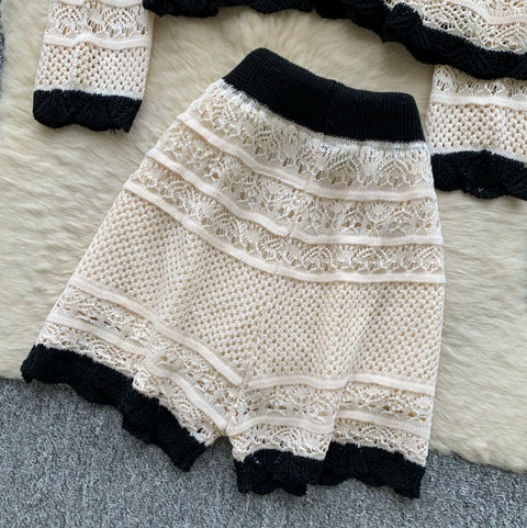 Cardigan & Camisole & Shorts Knitted 3Pcs