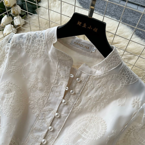 Courtly Flared Sleeve Lace Dress