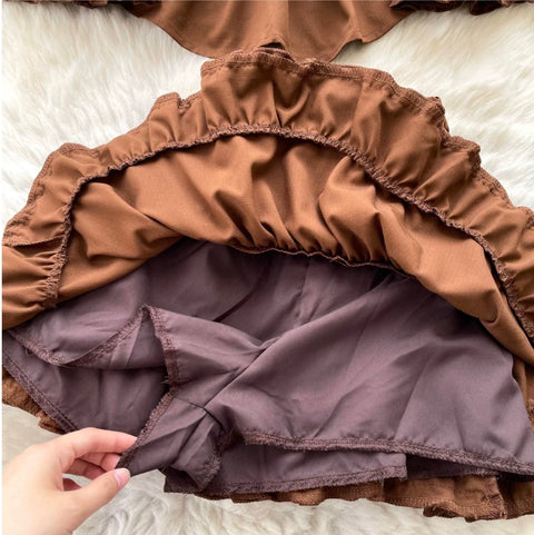 Off-shoulder Top & Pleated Skirt 2Pcs