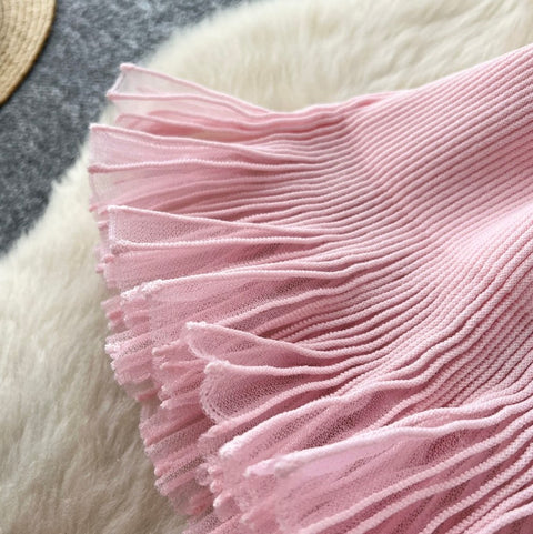 Ruffled Knitwear & Slim Skirt 2Pcs