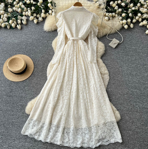 Courtly A-line Lace Shirt Dress