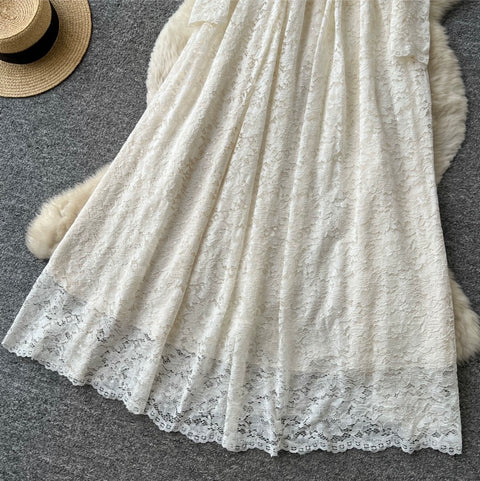 Courtly A-line Lace Shirt Dress