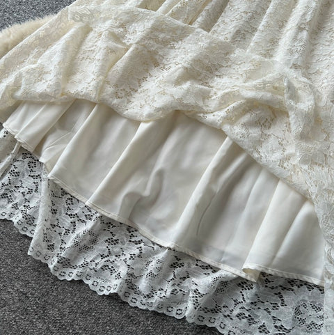 Courtly A-line Lace Shirt Dress