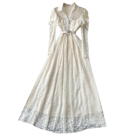 Courtly A-line Lace Shirt Dress
