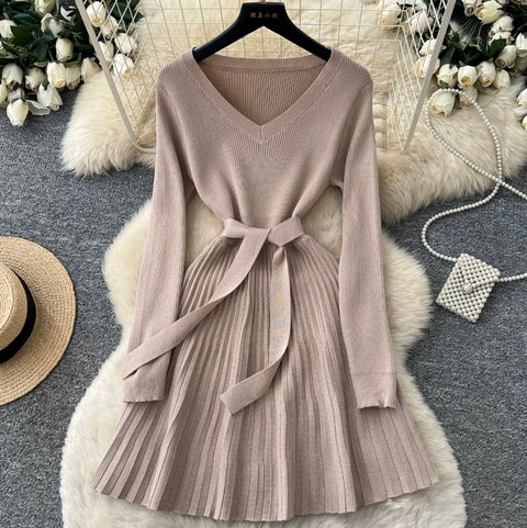 Korean Style Pleated Knit Dress