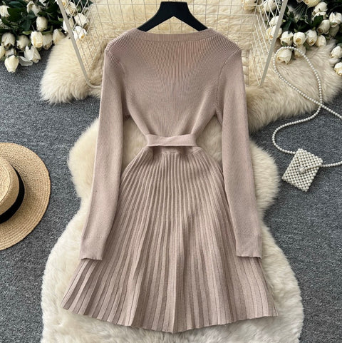 Korean Style Pleated Knit Dress