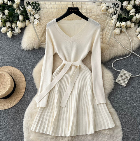 Korean Style Pleated Knit Dress
