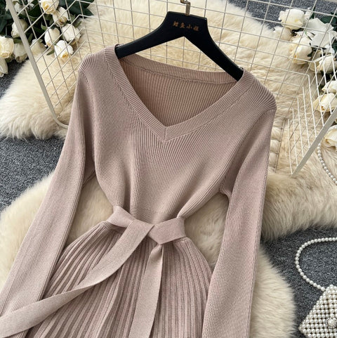 Korean Style Pleated Knit Dress
