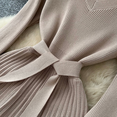 Korean Style Pleated Knit Dress