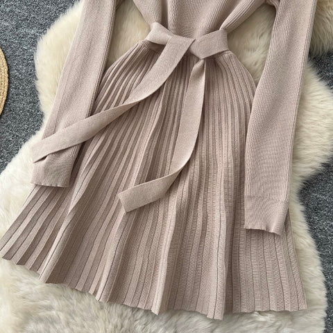 Korean Style Pleated Knit Dress
