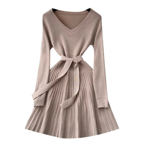 Korean Style Pleated Knit Dress