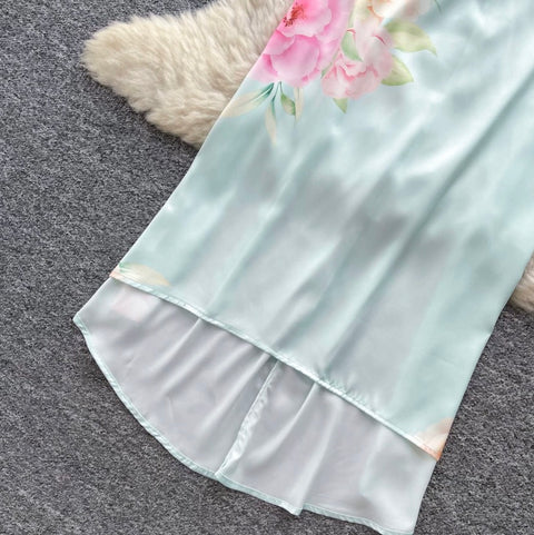 Slant Neckline Printed Dress