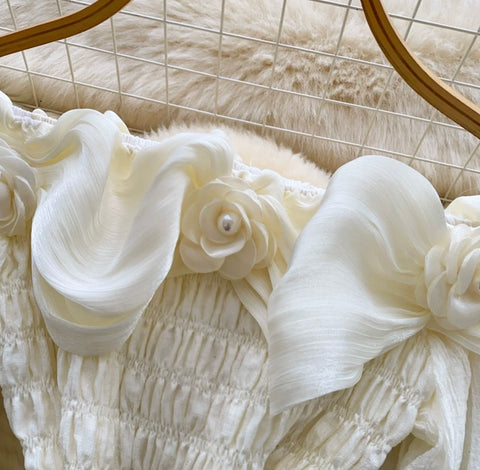 Off-shoulder 3d Flower Shirt