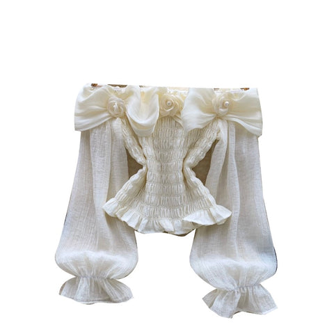Off-shoulder 3d Flower Shirt