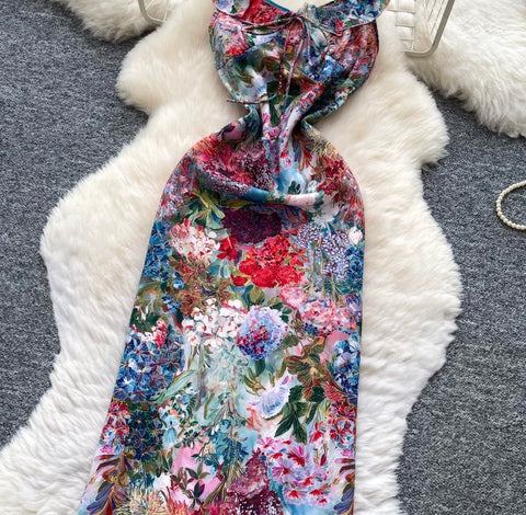 High-end Floral Print Slip Dress