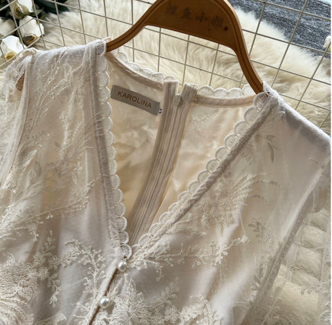 French Style Apricot Lace Dress