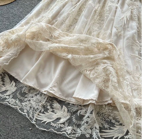 French Style Apricot Lace Dress