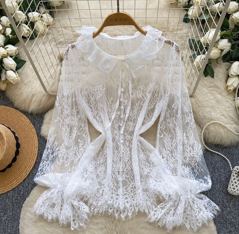 Delicate Hollowed Lace Shirt