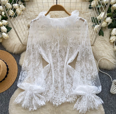 Delicate Hollowed Lace Shirt