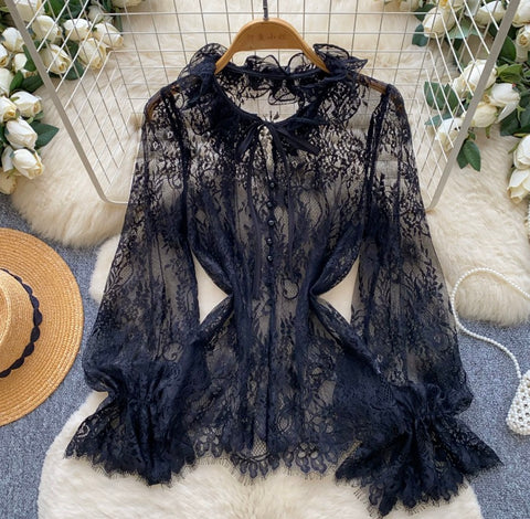 Delicate Hollowed Lace Shirt